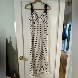 Astr Black and White Polka Dot Midi Dress